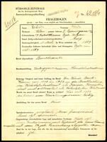 Applicant: Rechnitz, Moritz; born 17.9.1885 in Györ (Hungary); single.