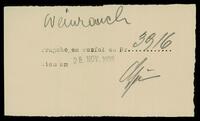 Applicant: Weinrauch, Josef Samuel; born 2.8.1910 in Solotwina (Poland); single.