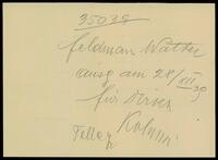Applicant: Feldman, Walter (no details; place holder only).