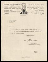 [Letters] : [Josef Huttel, Egyptian state broadcasting to Moshe Wilensky].