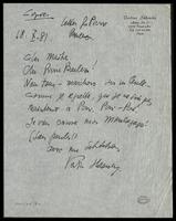 Correspondence: Verdina Shlonsky - Pierre Boulez (manuscript). October 18, 1981.