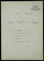 Jewish Holidays and Festivals (photocopy of manuscript).