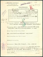 Applicant: Popper, Carl; born 10.9.1876 in Güns, Köszeg (Hungary); single.