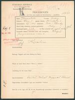 Applicant: Blumenfeld, Andrej; born 2.2.1913 in Nove Zamky (Slovakia); single.