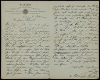 Correspondence: F. Ries Musikalien-Verlag - Friedrich Gernsheim (manuscript). 1883, 1885.