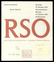 Radio Symphonie Orchester Berlin, 18. Oktober 1992 Schauspielhaus, 19. Oktober 1992, Philharmonie .[archival material].