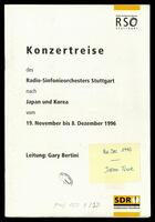 Konzertreise des Radio-Sinfonieorchesters Stuttgart nach Japan und Korea vom 19.11 bis 8.12. 1996 .[archival material].