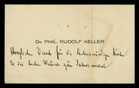 Rudolf Keller an Max und Elsa Brod.