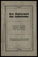 Sonderdruck: Der Kulturwert des Judentums.