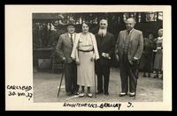 Photograph of Roubitcheck Rudolf with wife, (?)calay and Abraham Shalom Yahuda.