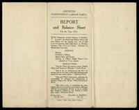 Leicester Independent Labour Party's Report and Balance Sheet for the Year 1912.