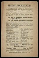 A leaflet calling for resistance to military conscription in the event of war with Soviet Russia.