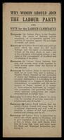 Labour Party Leaflet "Why women should join the labour party and vote for the labour candidates".