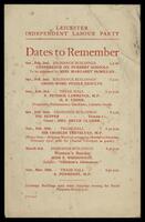 Leicester Independent Labour Party - Dates to Remember.