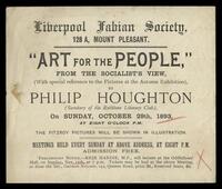 An Invitation to a meeting "Art for the people", from the socialist's view.