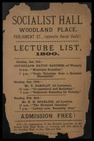 An Invitation to the Socialist Lectures at the Secular Hall.