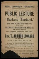 Invitation to a public lecture entitled "Darkest England.".