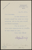 Stefan Zweig à Eliezer Zapon.