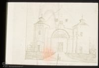 Photograph of: Old synagogue in Subotica : The old synagogue in Subotica Western façade (drawing).