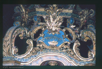 Photograph of: Tevah in Tempietto Piccolo Small Prayer Hall in Tempio Grande (Great Synagogue) in Turin : Octagonal Reader's Desk, top inscription - Prov. 4:26.