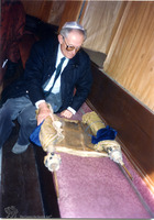 Photograph of: Beit Yaakov (Etz Haim) Synagogue in Istanbul - Interior : Bezalel Narkiss with a Torah scroll.