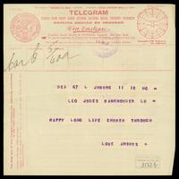 Correspondence in regard to engagement and wedding of Abraham Shalom Yahuda and Ethel Judes.