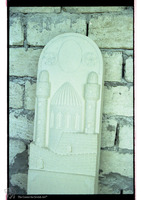 Photograph of: Stone carving workshop in the Muslim cemetery.