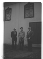 Photograph of: Karaite Kenassa in Trakai : Aliza Cohen-Mushlin with local Karaites.