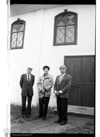 Photograph of: Karaite Kenassa in Trakai : Aliza Cohen-Mushlin with local Karaites.