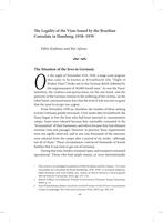 The legality of the visas issued by the Brazilian Consulate in Hamburg, 1938-1939.