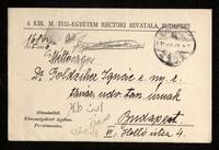 Empty envelope sent by the Rector's Office of the Hungarian Royal University.