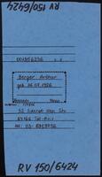 Berger, Arthur, residing in Tel Aviv, Israel, reparations file.
