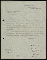 Letter to Alexander Howden Co., London shipping company.