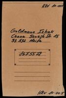 Goldmann, Izhak, residing in Haifa, Israel, reparations file.