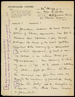 Ethel Judes [Yahuda], written test in journalism course.