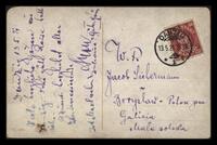 Postcard from Aron Tepper in Gdańsk to his cousin Jakob Isaak Sicherman in Boryslaw, 13 May 1921.