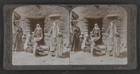Druse women at the village oven, Dalieh, Mt. Carmel, Palestine