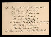 Lettre de deuil adressée au Dr. Leopold Landau par les familles Rothschild, Sassoon, Lambert, Stern.