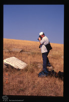 Photograph of: Jewish Cemetery in Karnobat : Zeev Radovan at work.