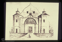 Photograph of: Old synagogue in Subotica : The old synagogue in Subotica Western façade (drawing).
