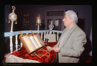 Photograph of: Torah reading in the Kal Yavanim (Greca) Synagogue in Trikkala, Greece : Reading the Torah.