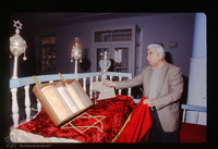 Photograph of: Torah reading in the Kal Yavanim (Greca) Synagogue in Trikkala, Greece : Reading the Benedictions.