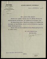 AIU central committee, correspondence with German group.