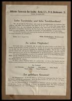 Jüdischer Turnverein " Bar Kochba " Berlin, letter.