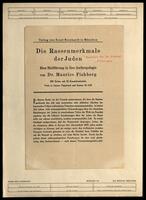 Advertising for Maurice Fishberg, Die Rassenmerkmale der Juden.