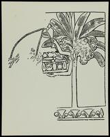 Photograph of a drawing of an Egyptian relief: tree goddess.
