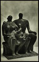 Postcard with photo of a sculpture of Henry Moore.