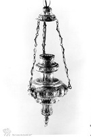 Photograph of: Hanging oil lamp.