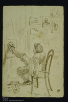 Photograph of: Pann (Pfeffermann), The Child Drawing with his Foot : Ink on paper.