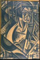 Photograph of: Portrait of Miss K : charcoal on paper.